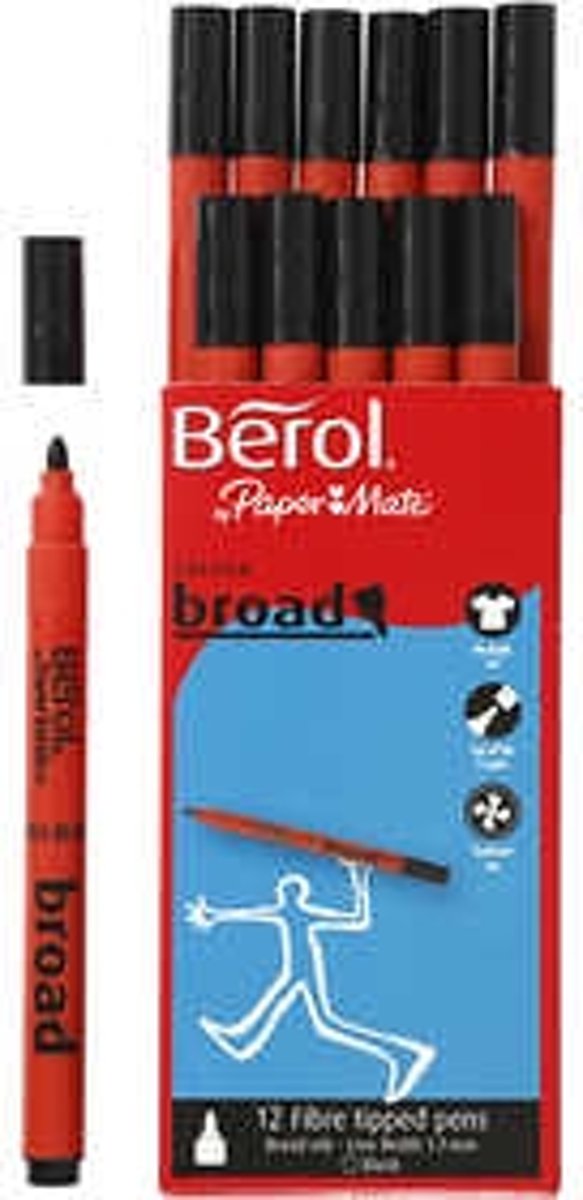 Berol Colourbroad, lijndikte: 1,7 mm, d: 10 mm, zwart, 12stuks [HOB-37254]